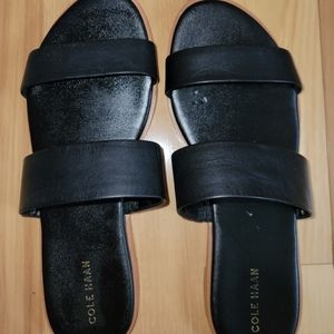 Cole Haan Black Leather Slide Sandals